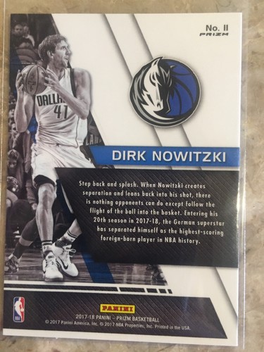 2017-18 Panini Prizm Fundamentals Prizms Silver #11 Dirk Nowitzki Mavs