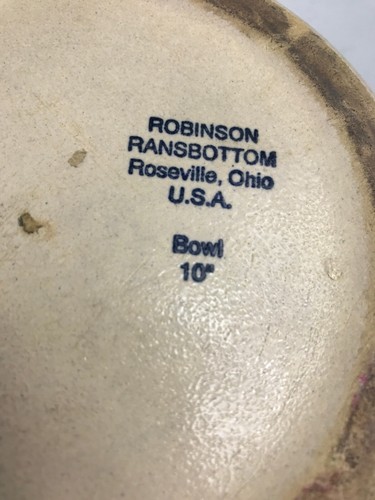 Vintage RRP Co Roseville OH RANSBOTTOM POTTERY Blue Banded 10