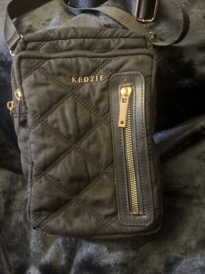 Black Kedzie Cloud 9 Quilted Puffer Fabric Convertible Sling Bag Handbag