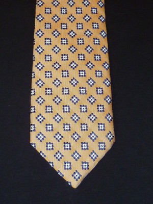NEW/NWT Altea Champagne Blue & White Geometric Dots THICK Silk Tie, MI Italy