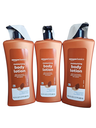 Amazon Basics Moisturizing Cocoa Butter Body Lotion, 20.3 oz, EXP 2/2028 - 3 PK