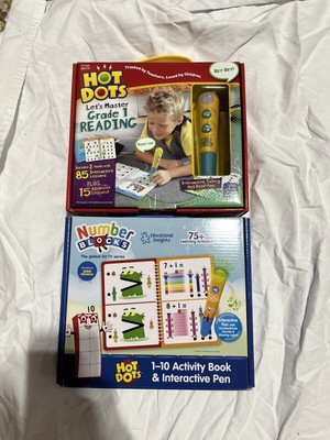 Lot Educational Hot Dots Jr Lets Master Reading Grade 1 & Number Blockers W/pen