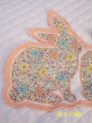 Easter Bunny Beaded Table Runner 14'' X 36'' New Enlarge Photos To See Better