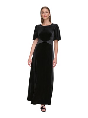 DKNY Женское черное вечернее платье с треугольной талией и воздушным шаром с рукавом-баллоном 6