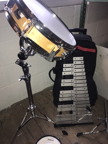 Lot of 4, Ludwig Snare Drum, Practice Pad, Xylophone and Rolling Carrying Case.