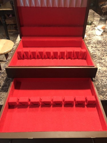 Vtg Empty Wood Silverware Storage Box Case Chest *Bright Red*Inside With  Drawer