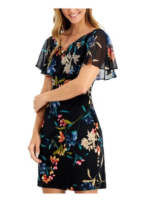 CONNECTED APPAREL Womens  Flutter Sleeve Knee Length Sheath Dress