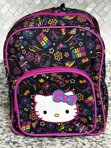 NEW Hello Kitty by Sanrio Black/Pink Backpack 12” X 10” Zip