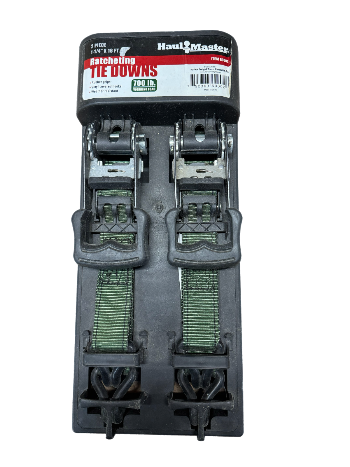 Universal 700 lb. Capacity 1-1/4 in. x 16 ft. Ratcheting Tie Downs, 2-Pack
