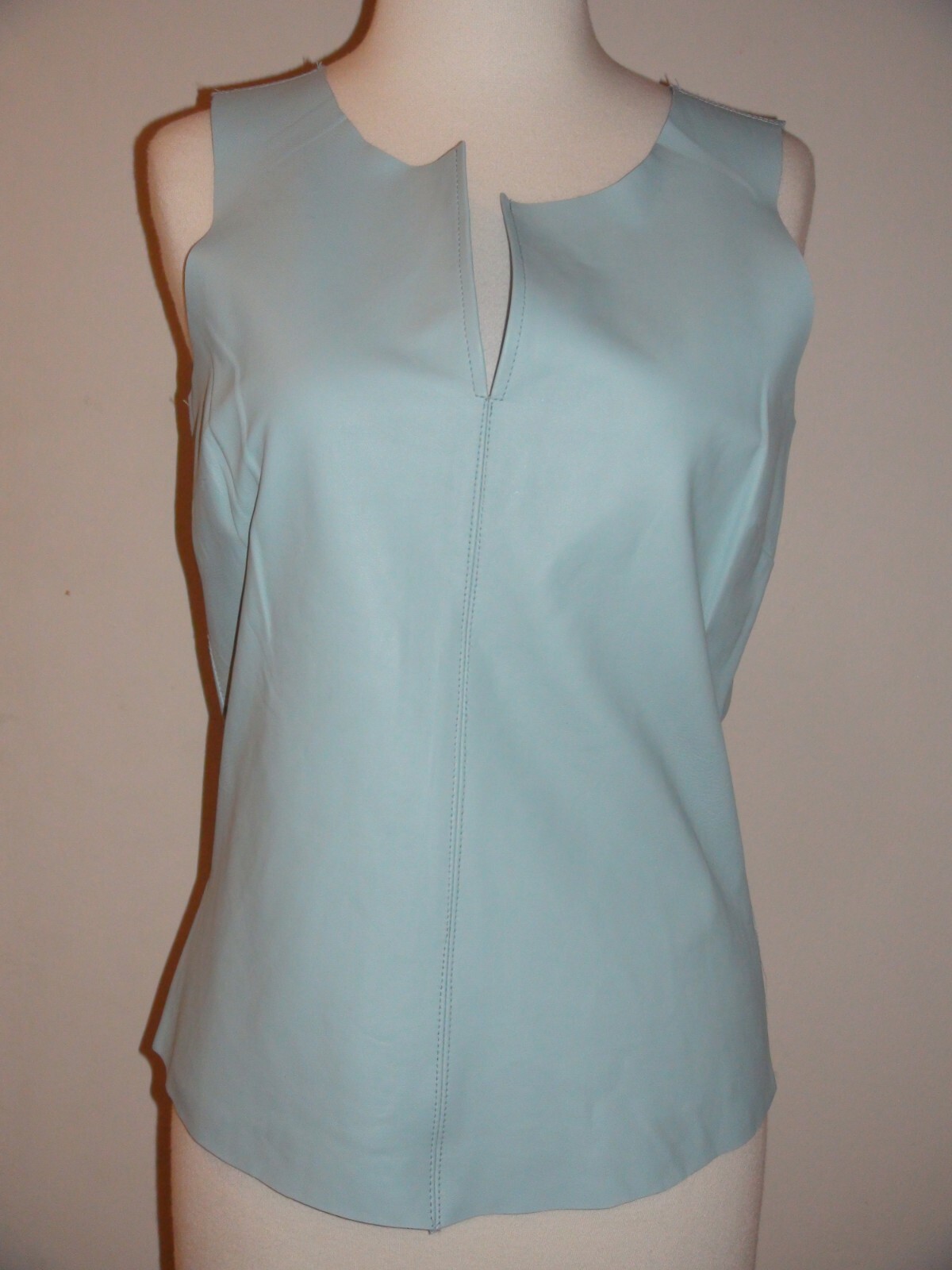 Pre-owned Patterson J. Kincaid Pjk Patterson J Kincaid Melissa Leather Shell Top Blue Size Xs