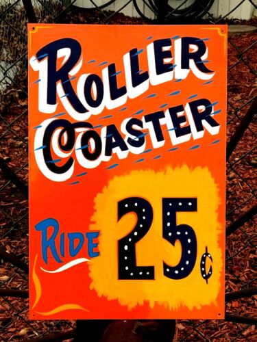 Vintage Carnival CYCLONE ROLLER COASTER Sign Circus Amusement Park Midway FAIR