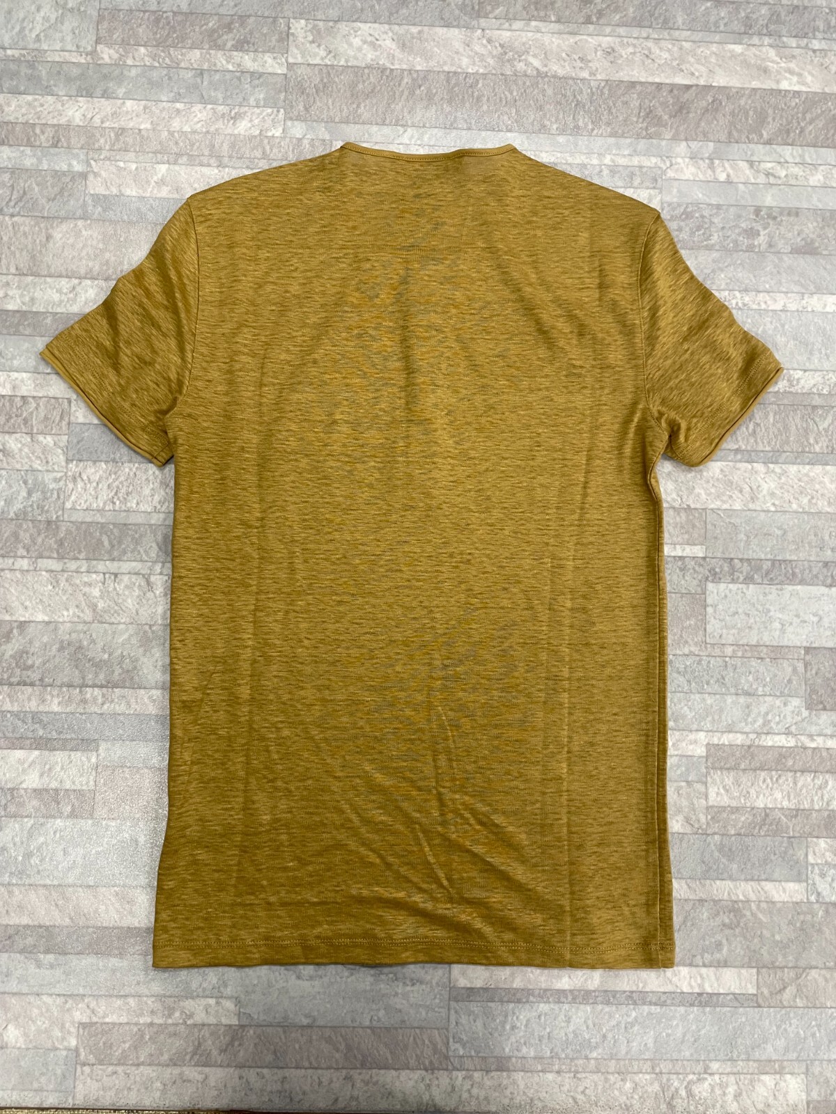 Pre-owned John Varvatos $298  Bleecker Linen Henley In Brown Sugar Size: M