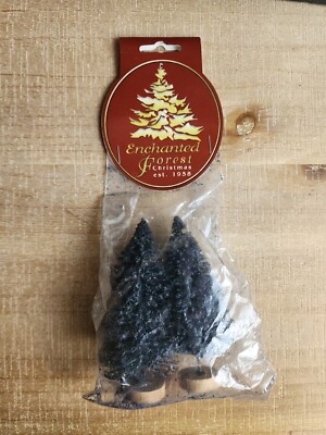 Black Bottle Brush 4'' Mini Trees Halloween Enchanted Forest Tiered Tray Decor 