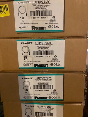 Panduit Cat 6 patch cord, UTPSP7BUY, LOT of 10, Blue, 7 foot, Brand New
