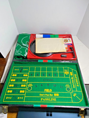 Vintage Portable Casino Roulette, Craps, Baccarat, Black Jack Vinyl Case & Instr
