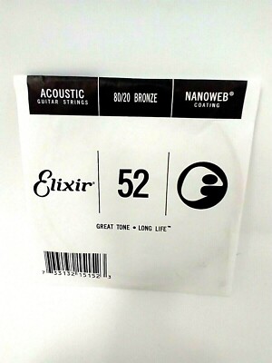 Elixir #52 Acoustic 80/20 Bronze Nanoweb Coating Guitar Strings Long Life 