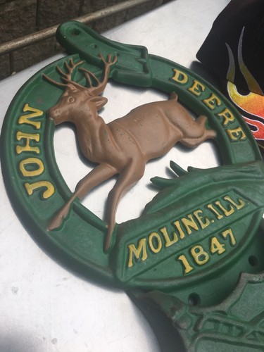 Vtg John Deere Cast Door Mail Tractor Farm Implement Sign Holder Display