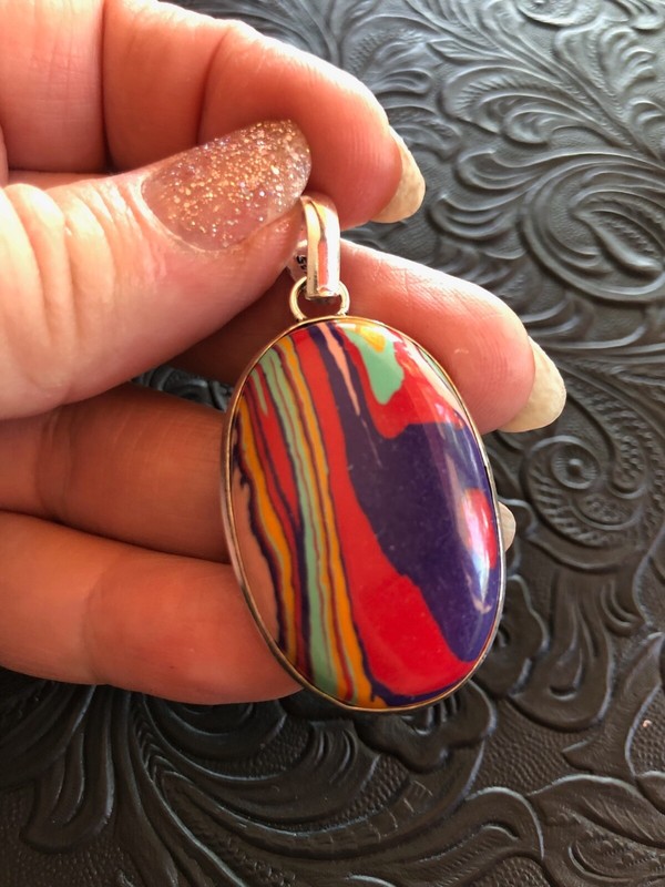 Garden Jasper Mod Pallet Oval Artisan Pendant 1.75" Old Southwest