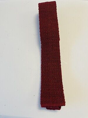 Isaco Burgundy  Red Knit Skinny  Short  Tie   Made in Italy  Vintage