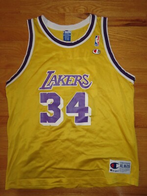 Lakers O'Neal ユニフォーム34 サイズ44 Champion Vintage Champion SHAQUILLE O'NEAL No. 34 LOS ANGELES LAKERS