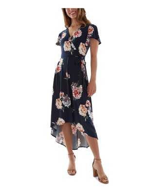 

BCX Womens Navy Jersey Tie High-low Hem Pullover Styling Midi Dress Juniors