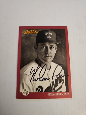 Nolan Ryan Signed Autographed Studio 1991 Leaf  Texas Rangers #128