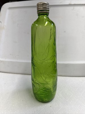 VTG Gallo Green Flavor Guard Glass Bottle Spin embossed Swirl  w/lid