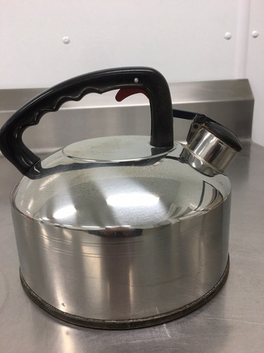 Vtg West Bend whistling Tea Kettle tea pot  Stainless Steel w/ Copper 2.5 Qt USA