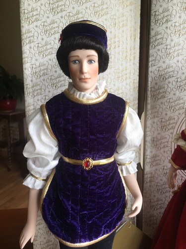 FRANKLIN HEIRLOOM DOLLS ROMEO AN JULIET P0RCELAIN TALL DOLLS BEVER DIPLAYED