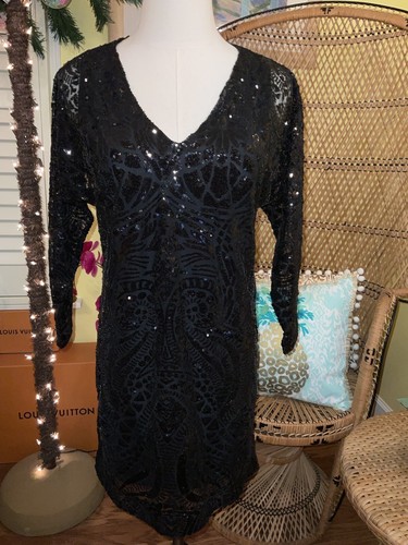 Pre-owned Lilly Pulitzer Leclair Dress Onyx Sequin Sea Swirl Mesh Size M,l,xl ❤️‍? In Black