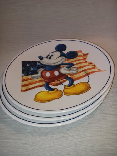 Mickey Mouse Patriotic Melamine Plates American Flag July 4th Picnic BBQ Disney