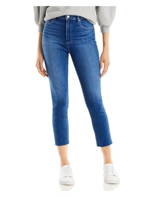 PAIGE DENIM Женские синие джинсы Slim Crop Vintage Raw Hem High Waist Jeans 33