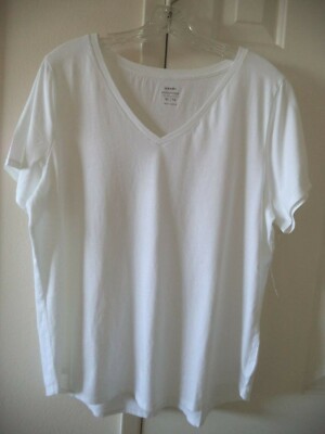 Must Have Basic! Old Navy White Cotton V-Neck T-shirt Knit Top  XXL 2X Slim Fit