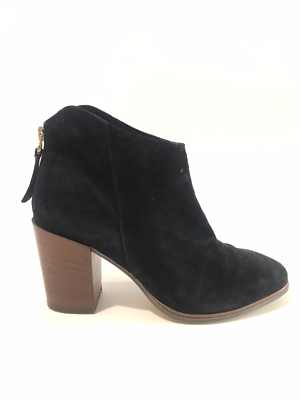 Clarks Boots Size 5.5 Black Suede Narrative Zip Up Heeled Ankle