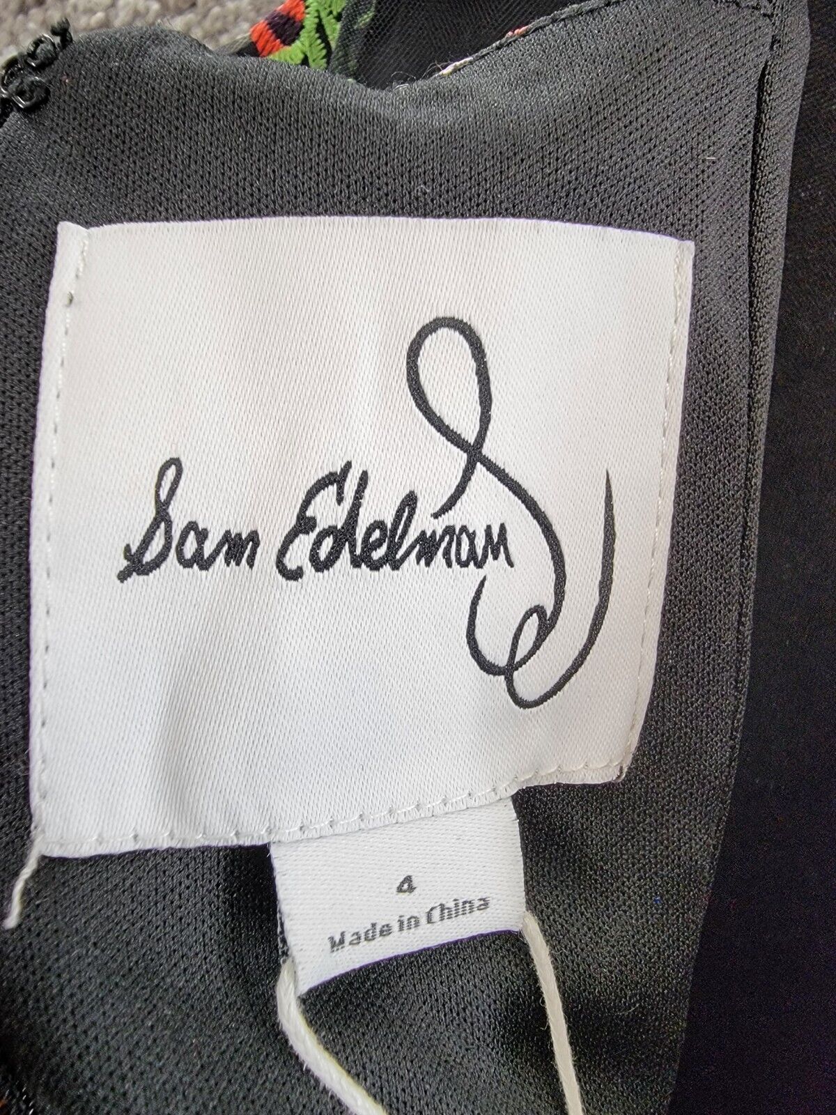 Sam Edelman Peony Embroidered Mini Sheath Dress Women's 4 Black Multi Back Zip - Picture 8 of 12