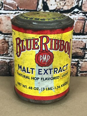 Vintage Premier Malt Products Blue Ribbon Malt Extract Hop Flavored Syrup Can