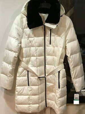 Pre-owned Michael Kors Mk Outerwear Winter Church Hood Puffer Parka Down Coat Size M L Xl In Bone