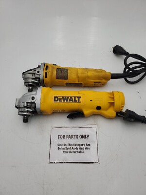 Lot of 2 DeWALT 4 1/2'' 7 Amp and 11 Amp Small Angle Grinders (FOR PARTS ONLY)