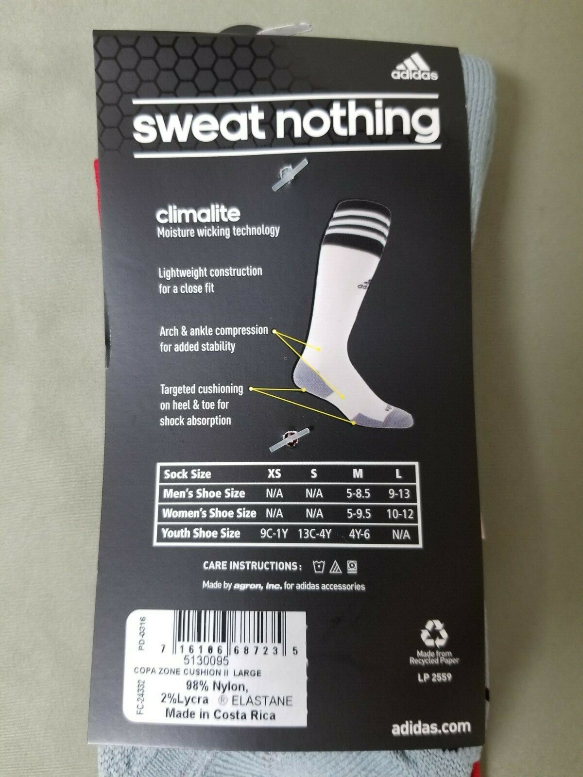 New Adidas Climalite Copa Zone Cushion Soccer Socks.  3 Colors To Choose.