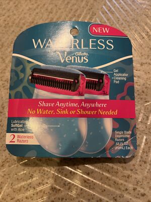 1x Waterless By Gillette Venus Razors Lubricating SoftGel with Aloe 2 Razors