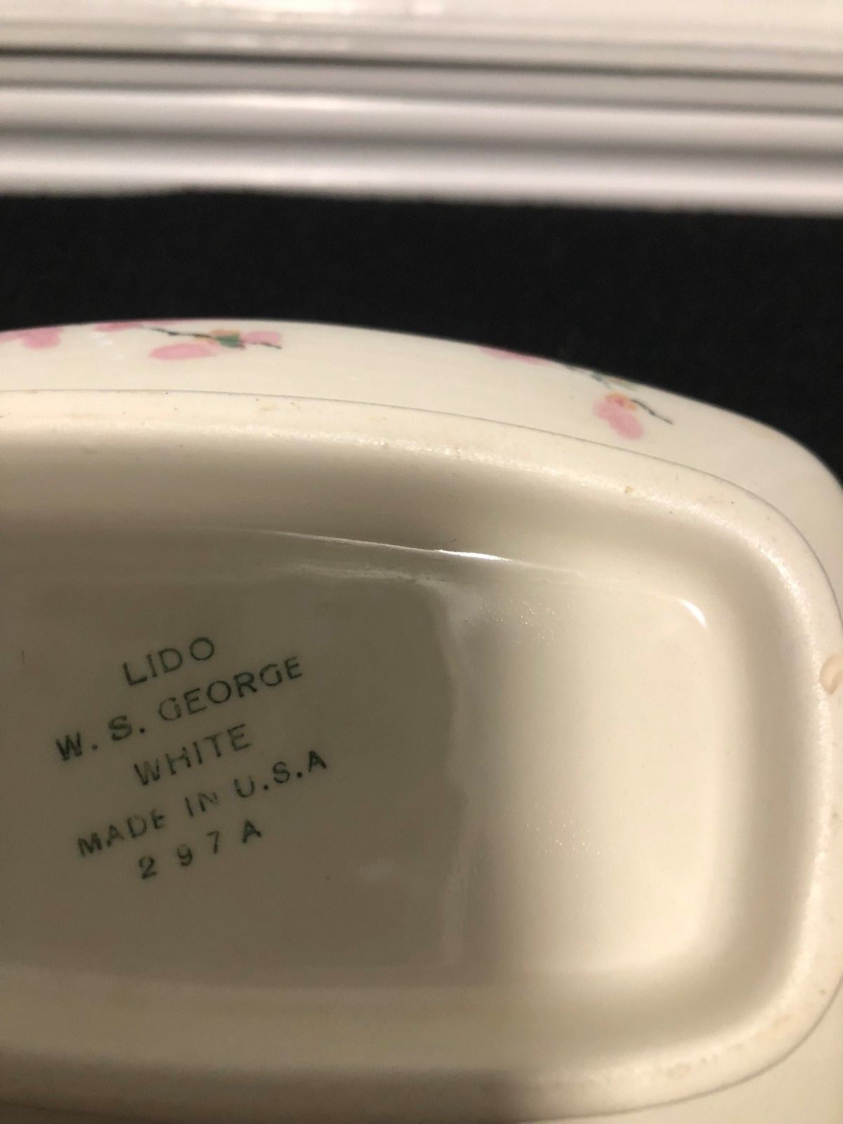 W S George White Lido Peach Blossom Platinum gravy bowl pre-owned