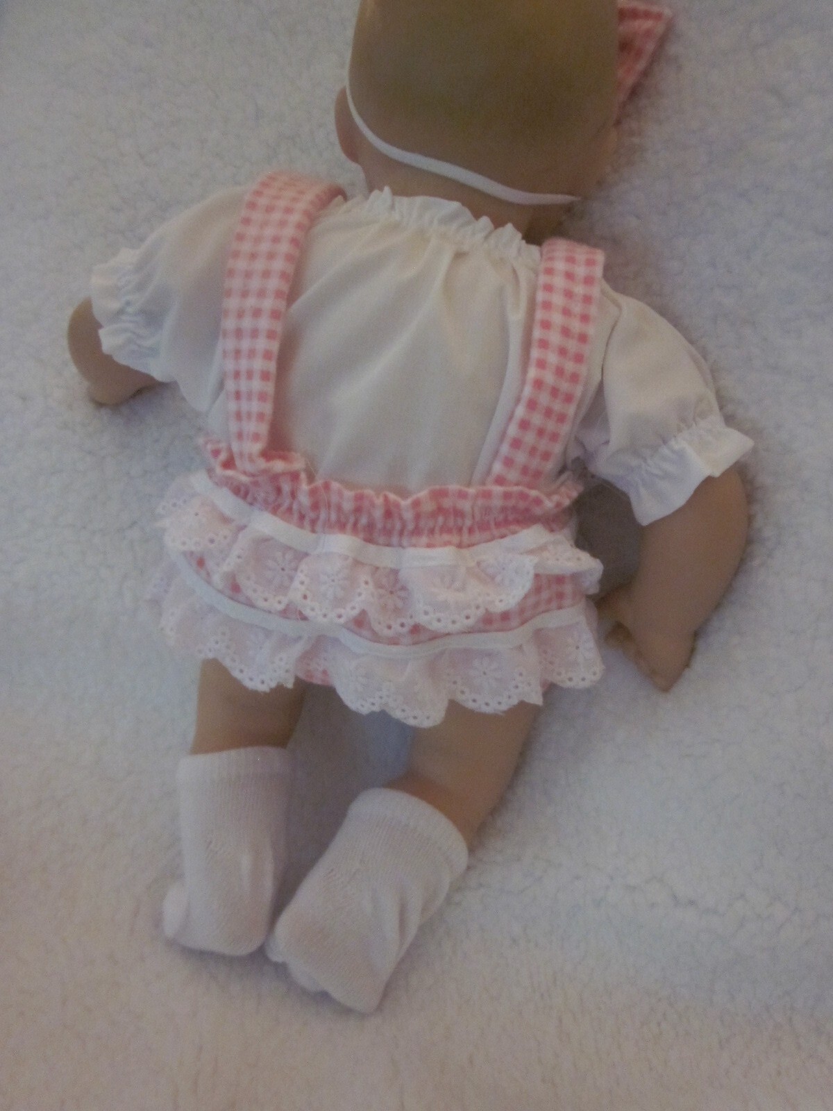 Bitty Baby doll clothes/16 inch/pink gingham romper/blouse/hair bows