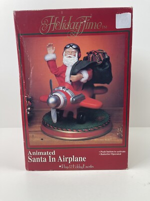 VTG 1980s Gemmy Industries Santa Claus In Airplane Animated