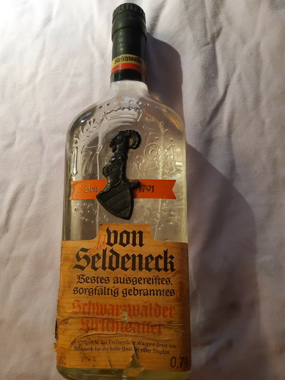 Schwarzwälder Kirschwasser 45%, von Seldeneck, Rarität, aus den 60´er Jahren