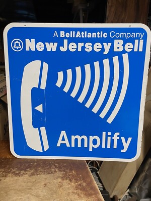 Vintage New Jersey Bell TELEPHONE Booth Amplify Aluminum Sign Bell Atlantic