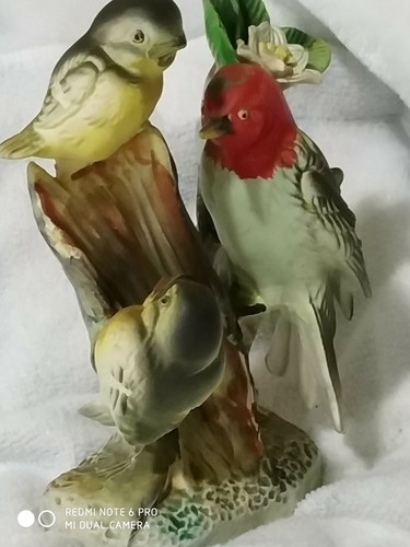Vintage Woodpecker Figurine Porcelain Hand Painted