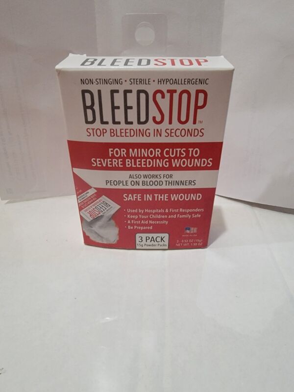 BLEEDSTOP ~ Stop Bleeding in Seconds, 3 Pack ~ Exp. Aug 2028 ~ NEW 