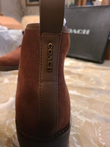 Pre-owned Coach $450  Men Suede Leather Shoes Boots 11 D Brown Limited Edition