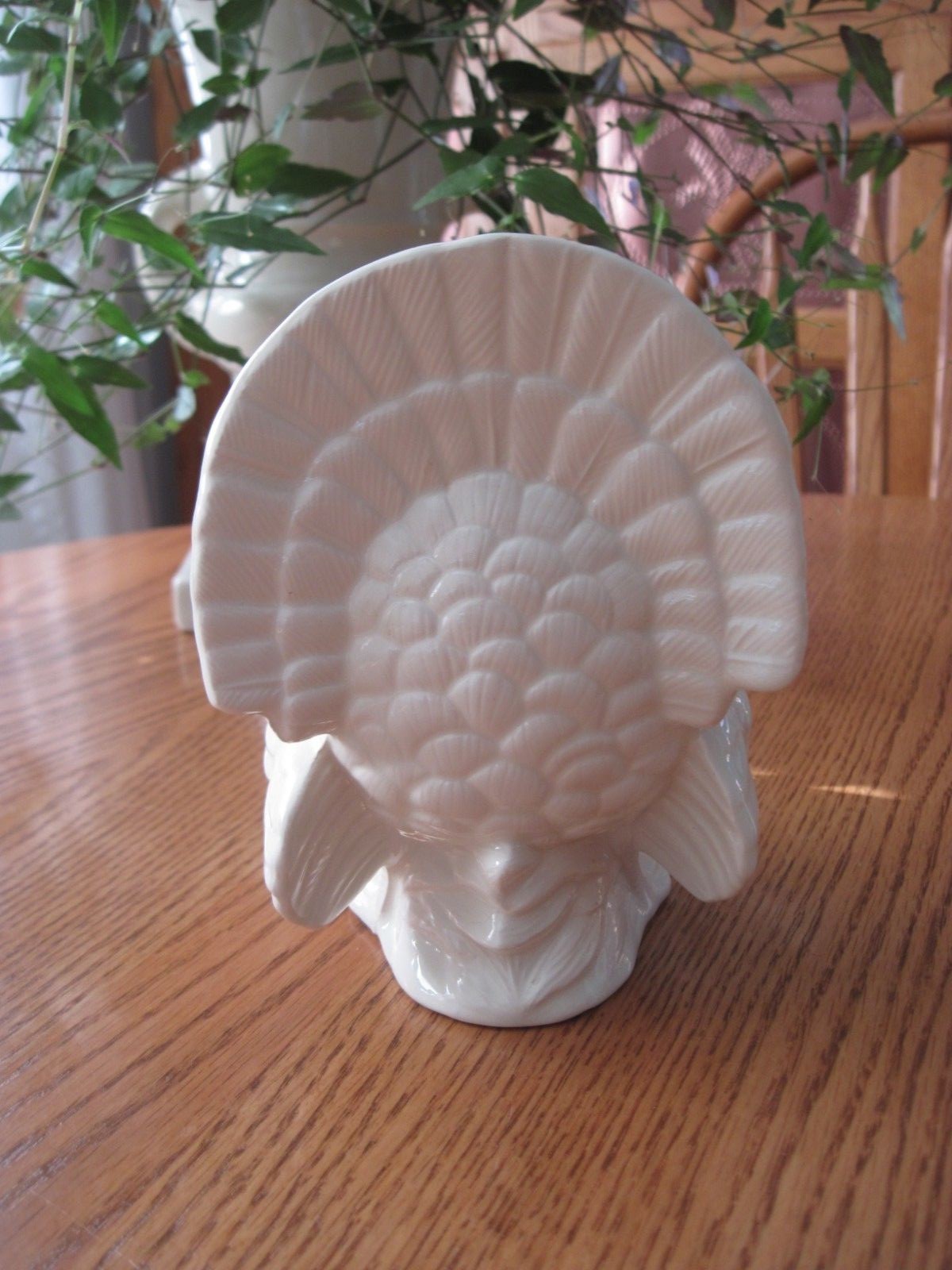 Ceramic Turkey, farmhouse, rustic white, Thanksgiving Table Decoration
