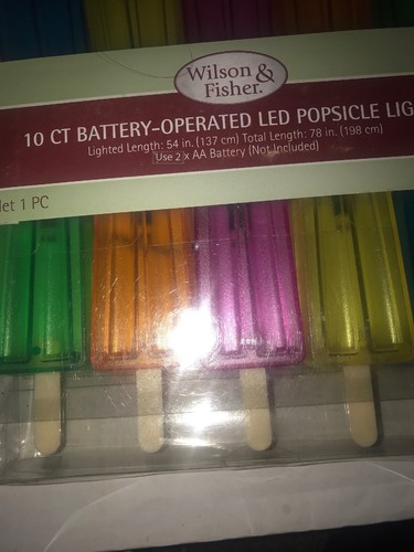 WILSON & Fisher 10ct LED Popsicle String LIGHTS 2 AA Batteries 78” Total Length